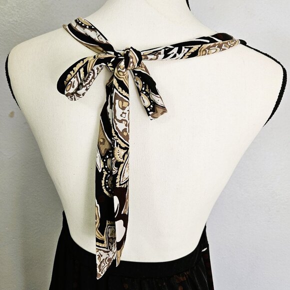 Alyn Paige Black Floral Bottom Halter Boho Maxi Dress Size Small - Picture 5 of 6